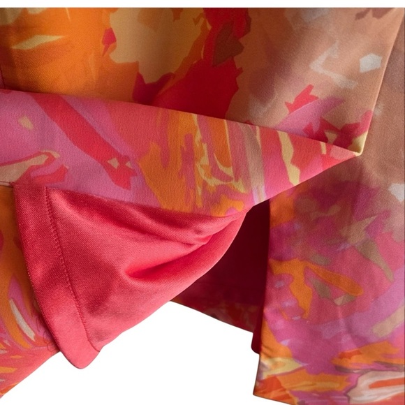 Tahari Arthur S. Levine Dress. Sleeveless Orange and Pink Dress With Zip Back. - Picture 3 of 5